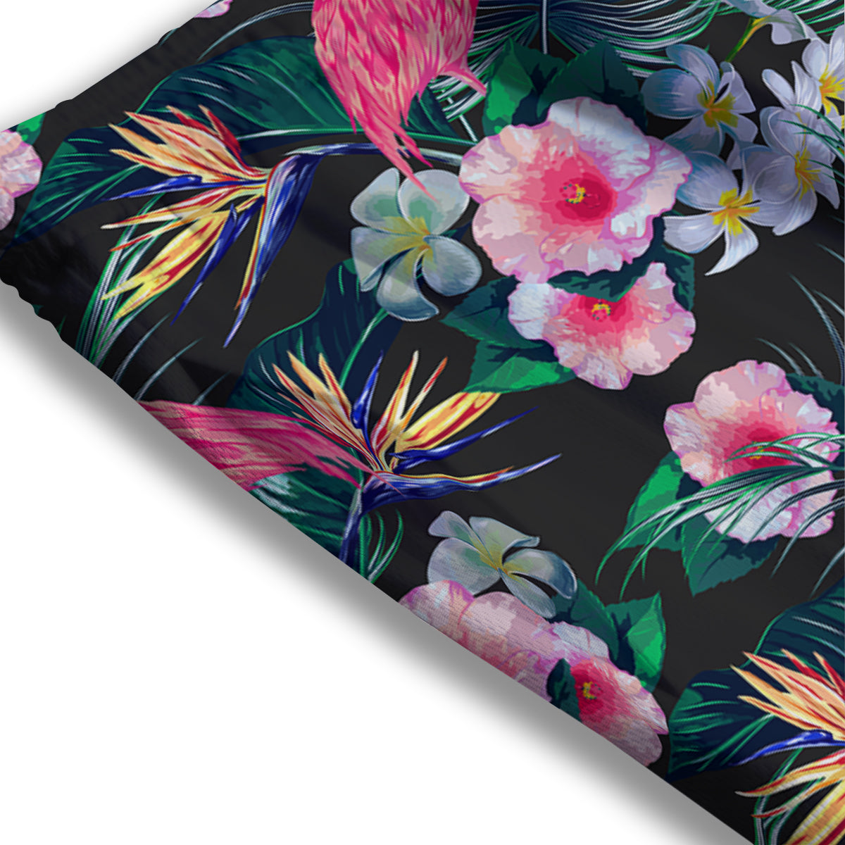 Aloha Flamingo Tropical Print Pattern Mesh Shorts