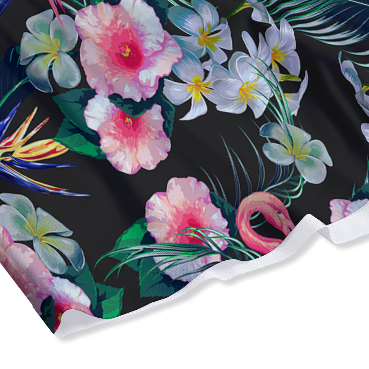 Aloha Flamingo Tropical Print Pattern Mesh Shorts