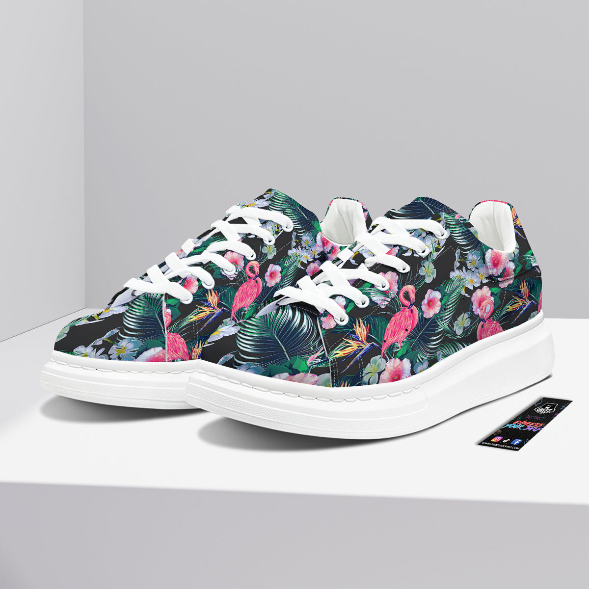 Aloha Flamingo Tropical Print Pattern Platform Shoes-grizzshop