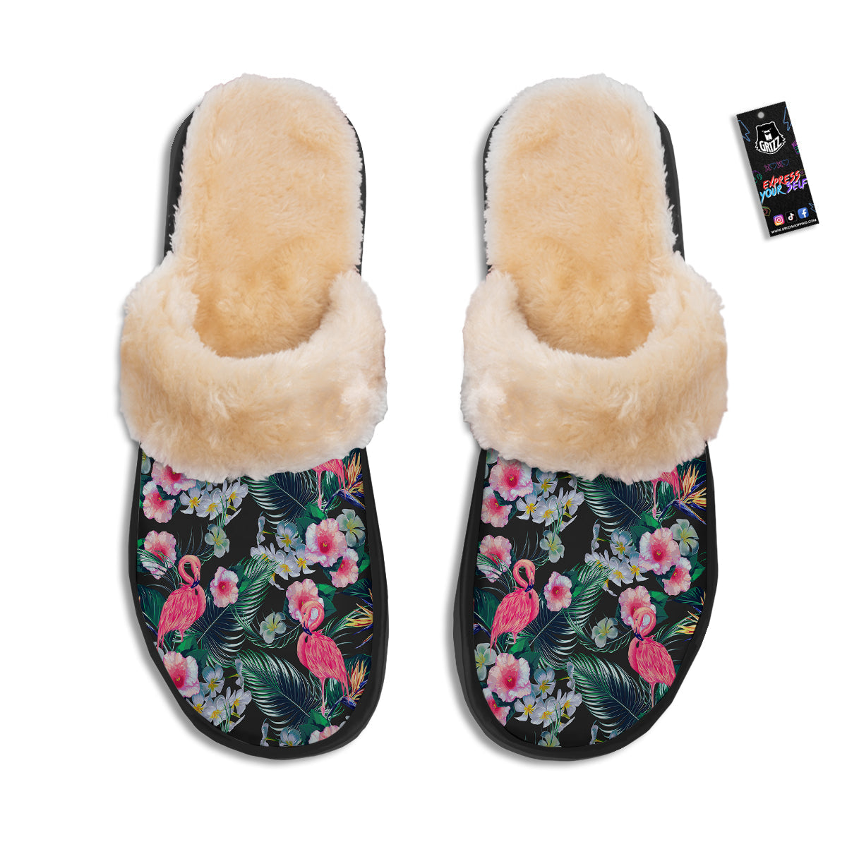 Aloha Flamingo Tropical Print Pattern Slippers-grizzshop