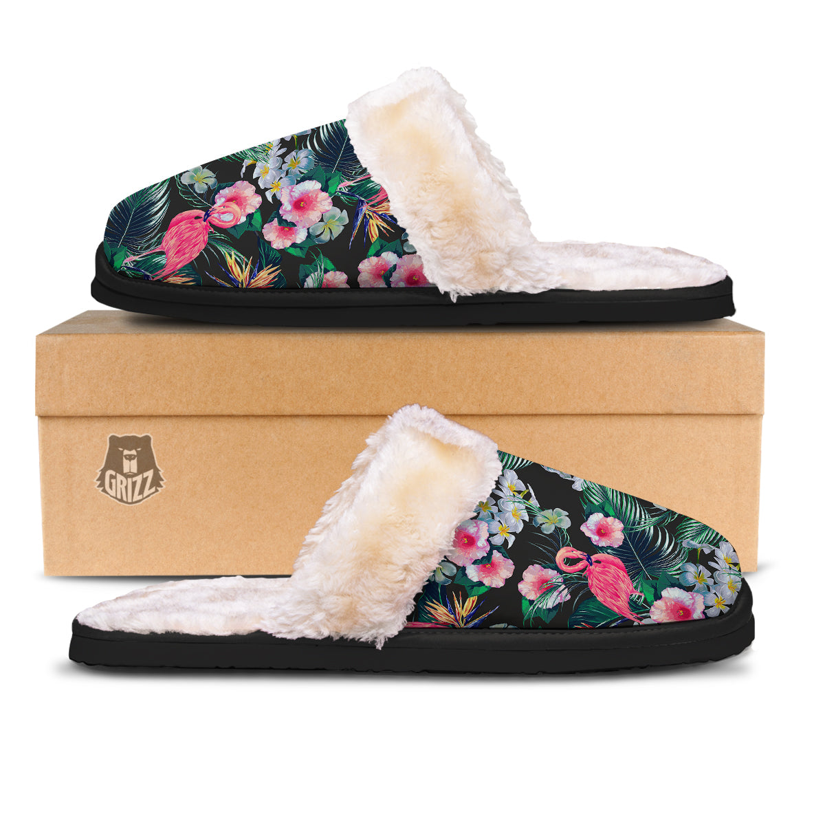 Aloha Flamingo Tropical Print Pattern Slippers-grizzshop