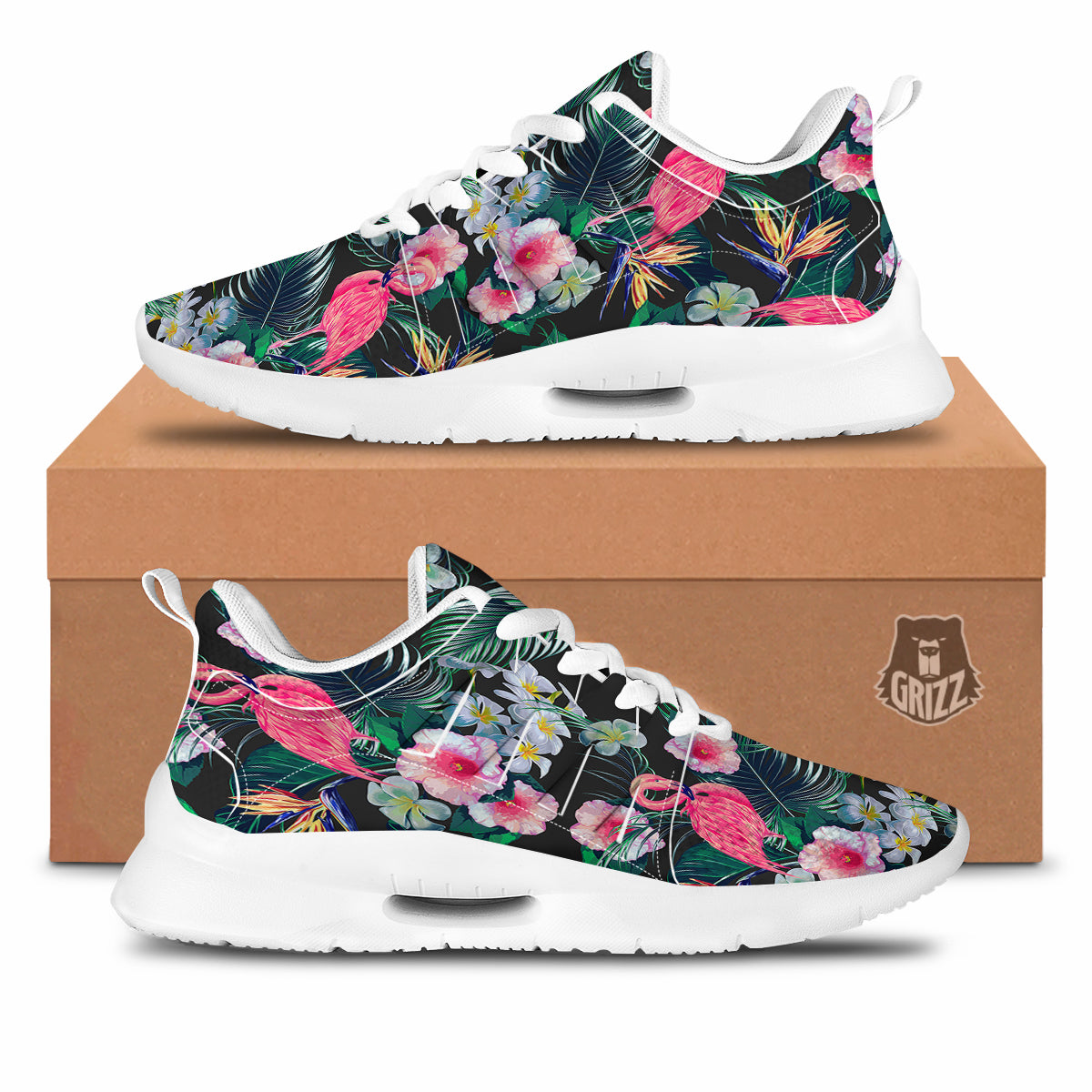 Aloha Flamingo Tropical Print Pattern Tennis Shoes-grizzshop