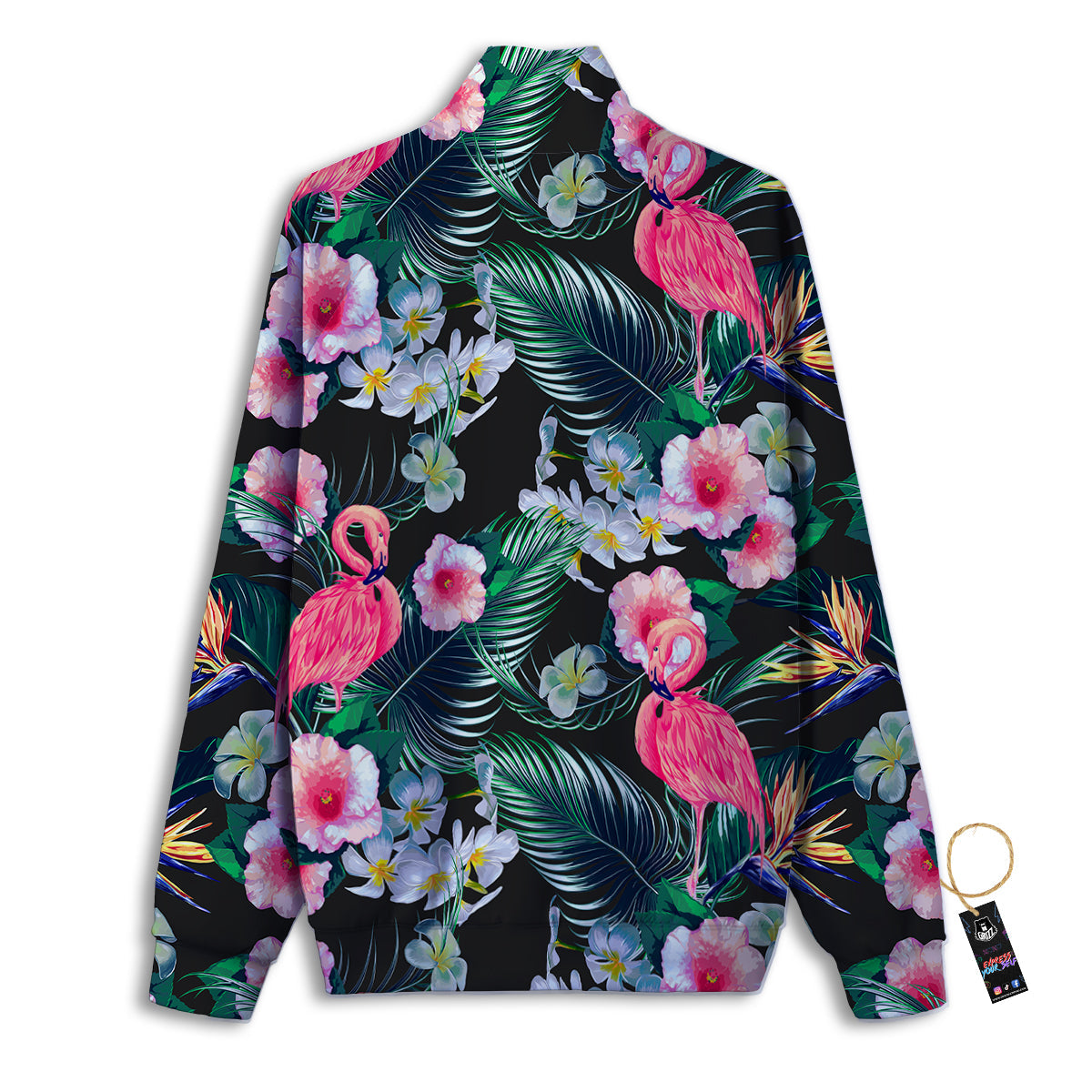 Aloha Flamingo Tropical Print Pattern Track Jacket-grizzshop