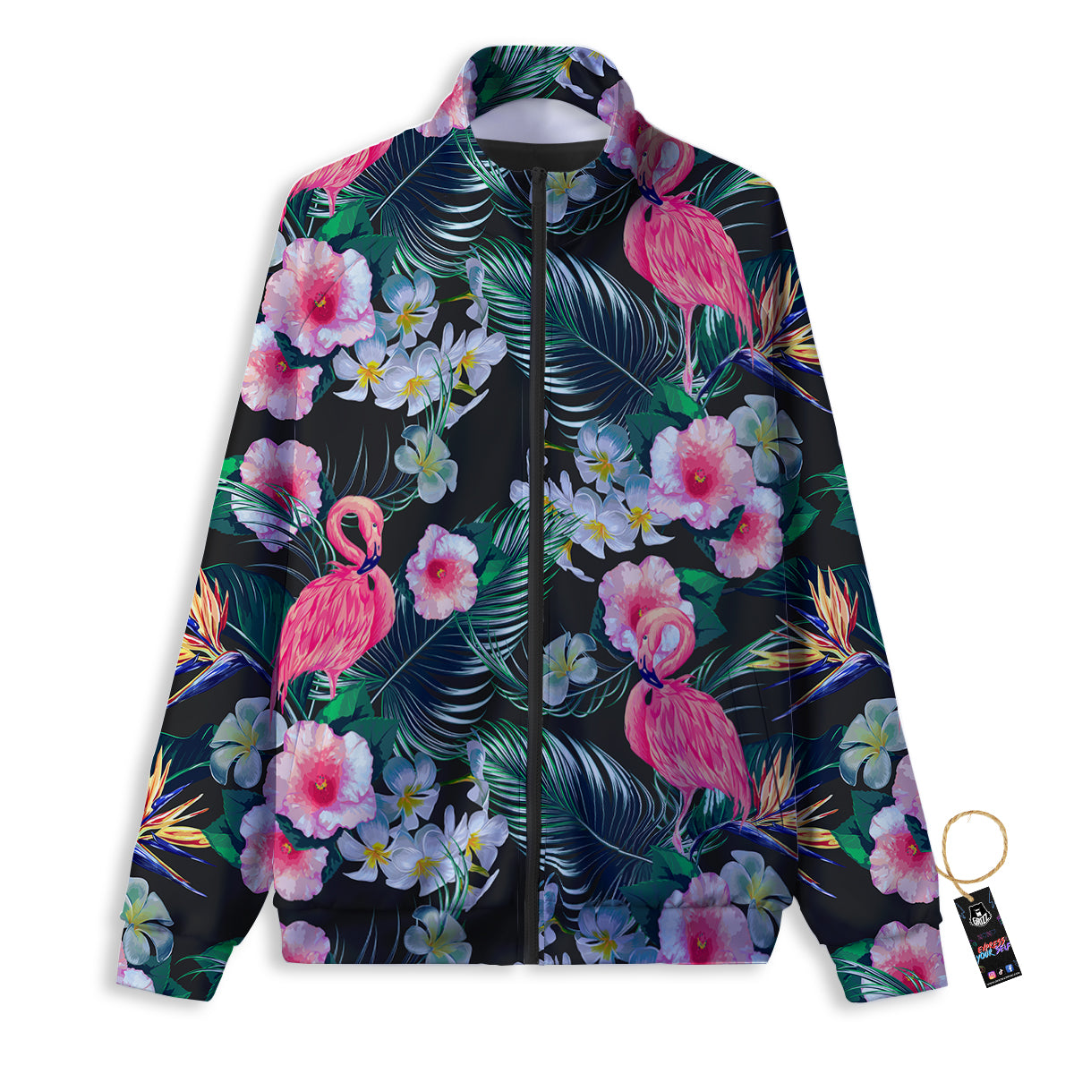 Aloha Flamingo Tropical Print Pattern Track Jacket-grizzshop