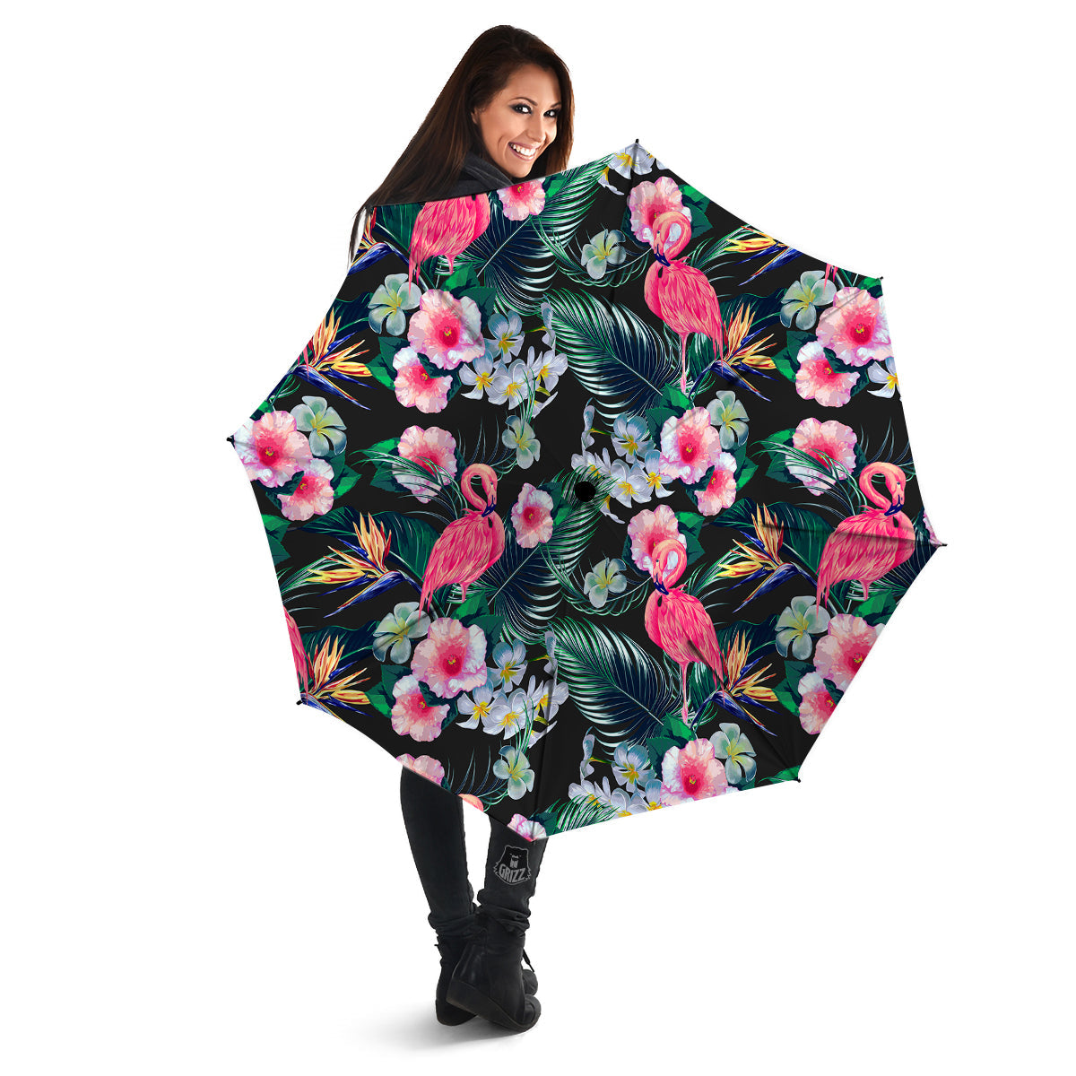 Aloha Flamingo Tropical Print Pattern Umbrella-grizzshop