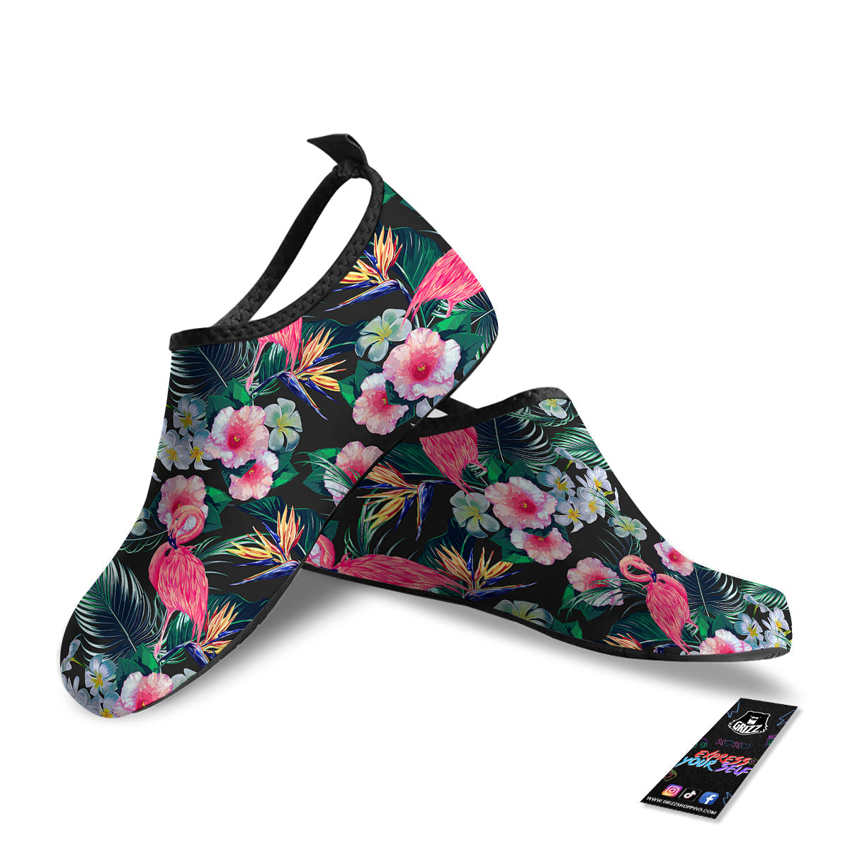 Aloha Flamingo Tropical Print Pattern Water Shoes-grizzshop