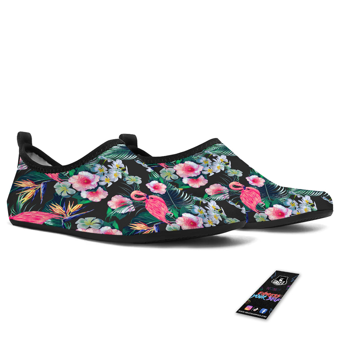 Aloha Flamingo Tropical Print Pattern Water Shoes-grizzshop
