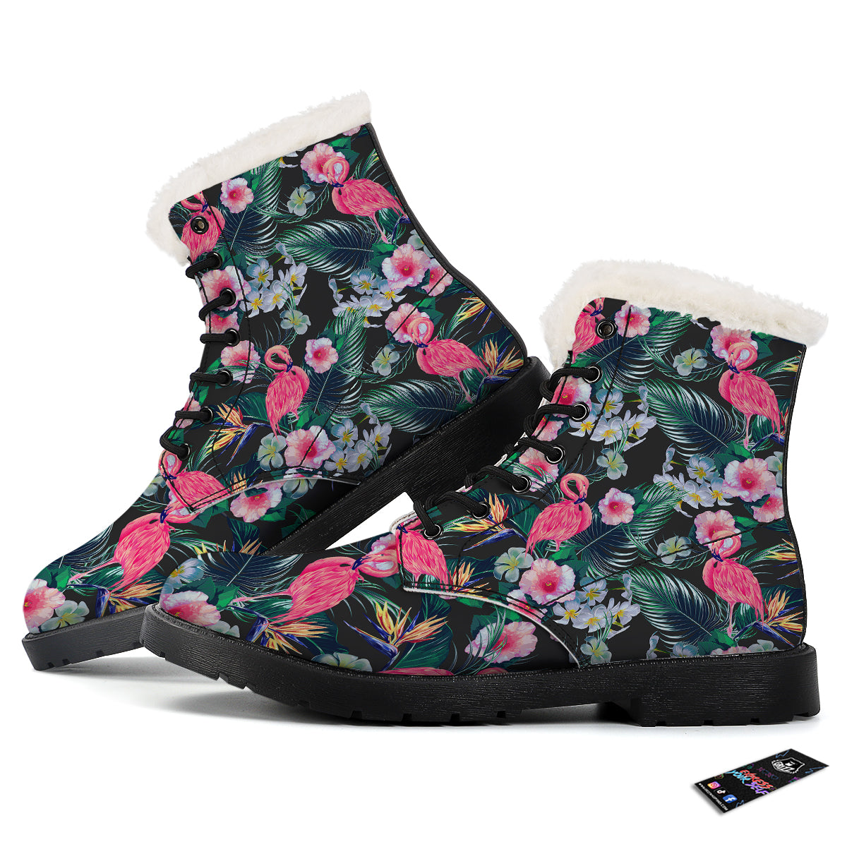 Aloha Flamingo Tropical Print Pattern Winter Boots-grizzshop