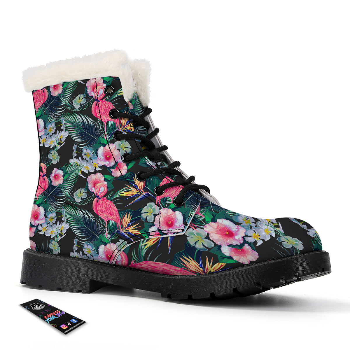 Aloha Flamingo Tropical Print Pattern Winter Boots-grizzshop