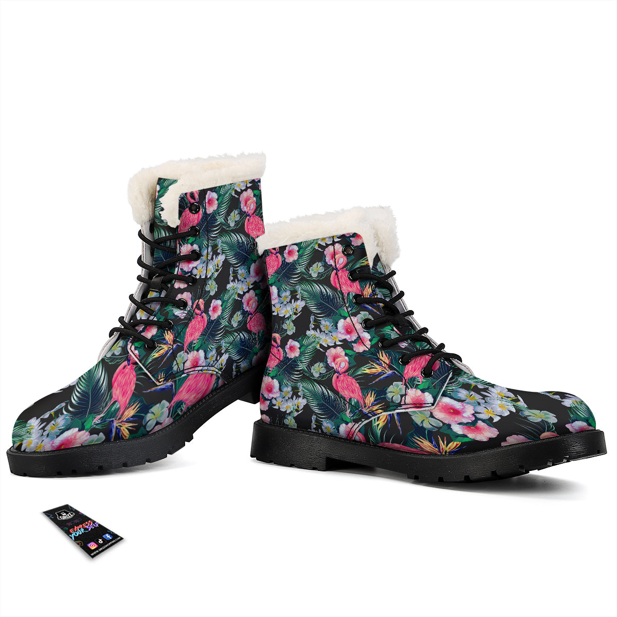 Aloha Flamingo Tropical Print Pattern Winter Boots-grizzshop