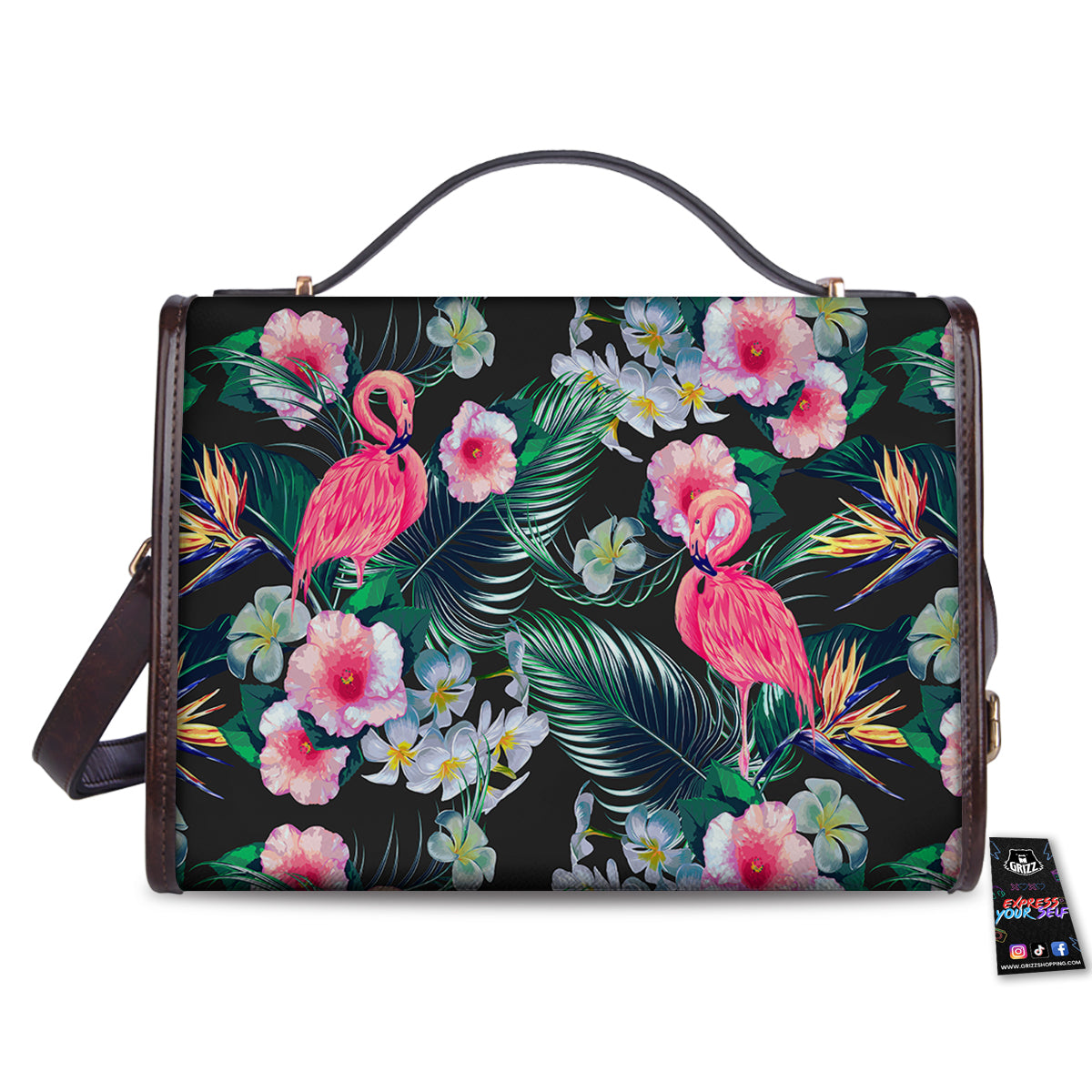 Aloha Flamingo Tropical Print Pattern Women's Satchel Bag-grizzshop