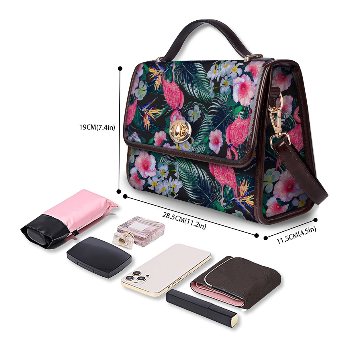 Aloha Flamingo Tropical Print Pattern Women's Satchel Bag-grizzshop