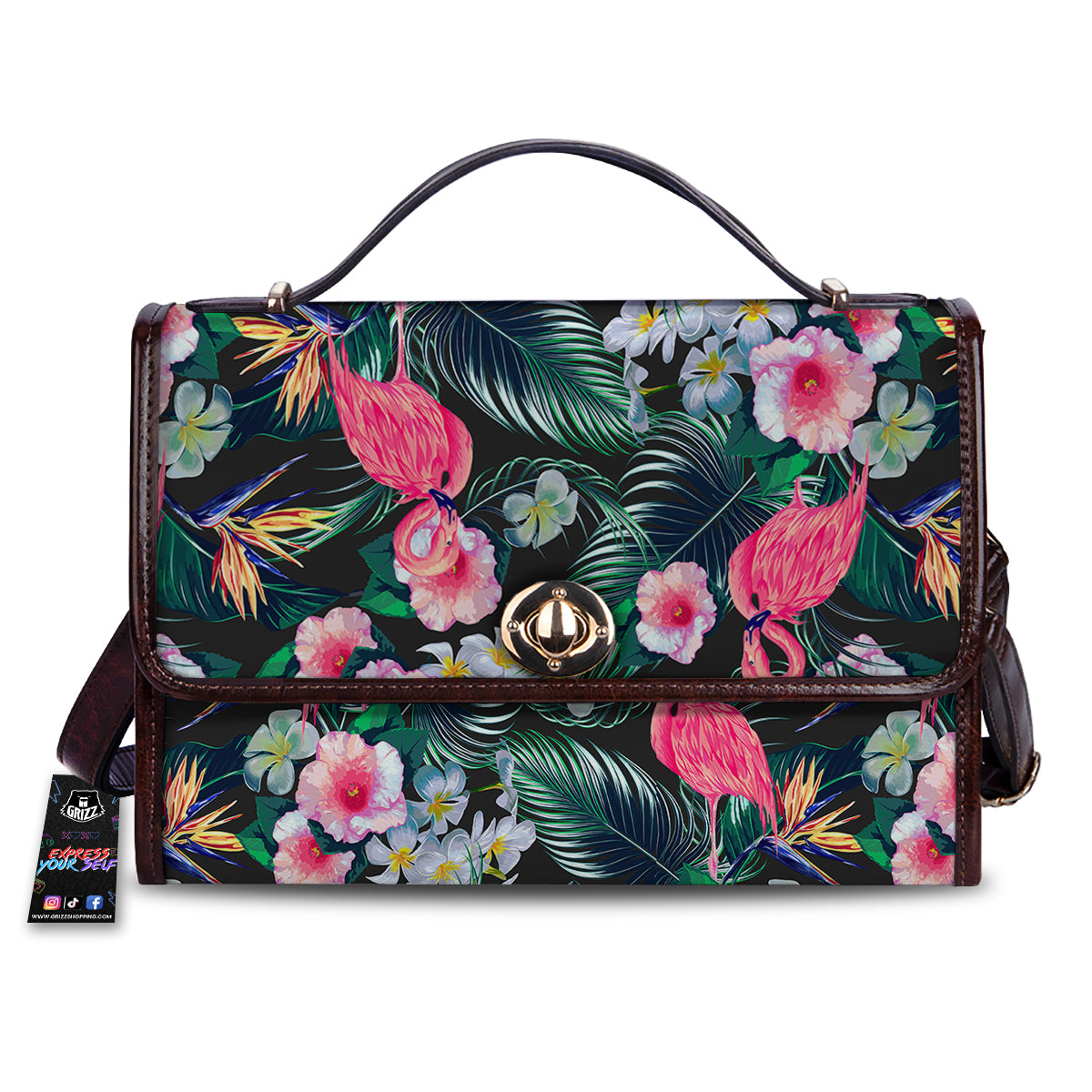Aloha Flamingo Tropical Print Pattern Women's Satchel Bag-grizzshop