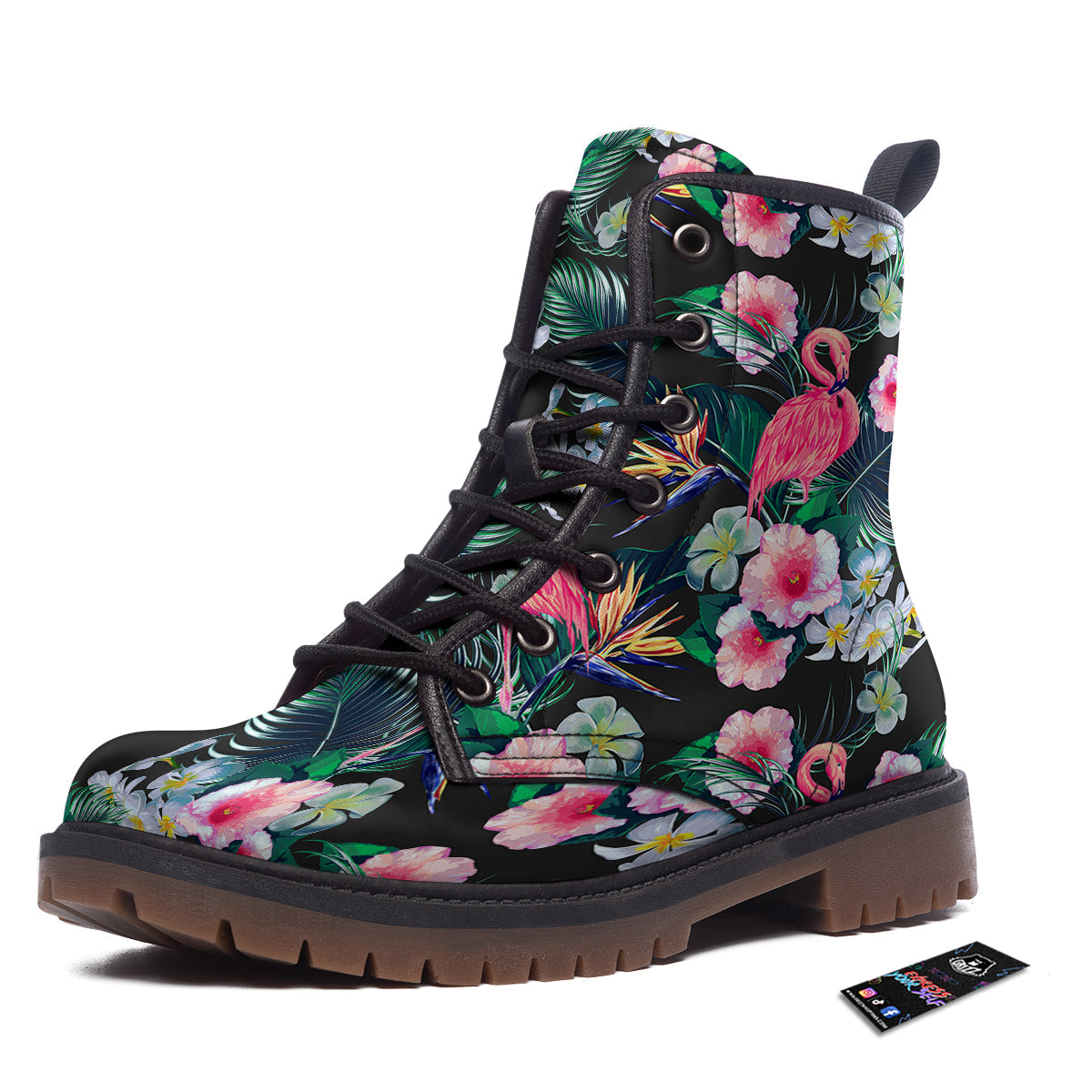 Aloha Flamingo Tropical Print Pattern Work Boots-grizzshop