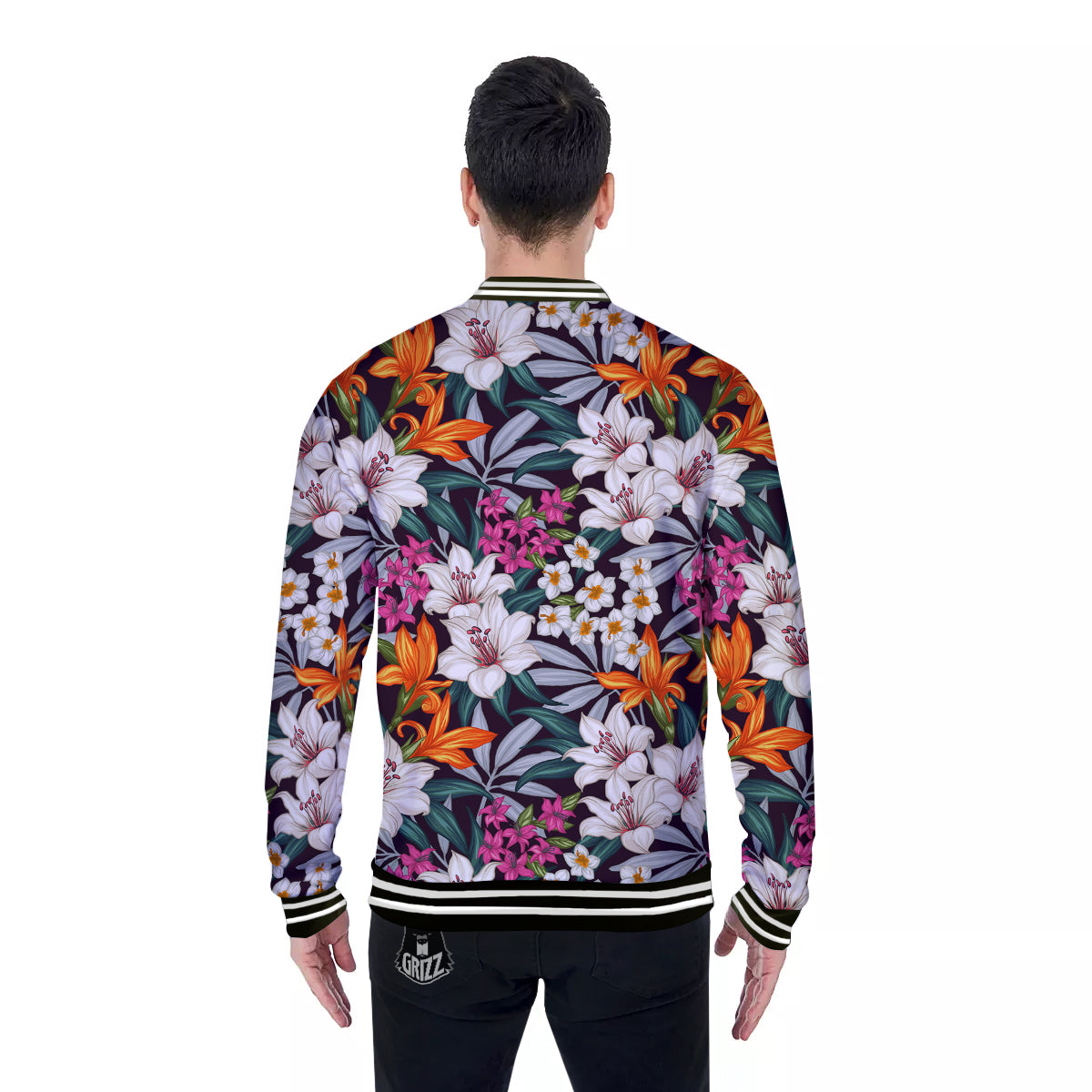 Aloha Flower Tropical Print Pattern Baseball Jacket-grizzshop