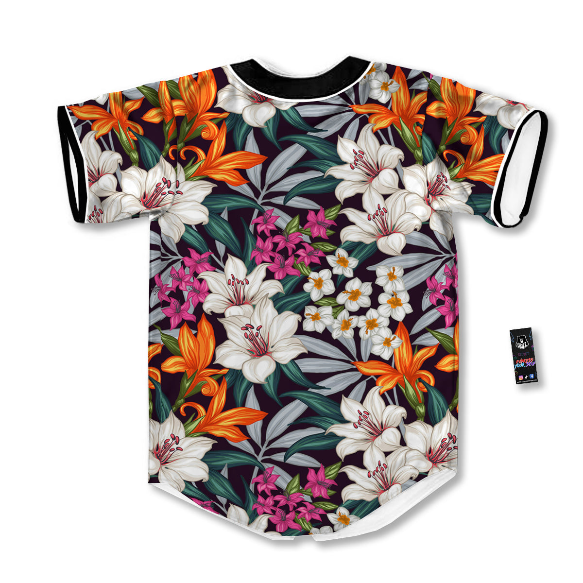 Aloha Flower Tropical Print Pattern Baseball Jersey-grizzshop