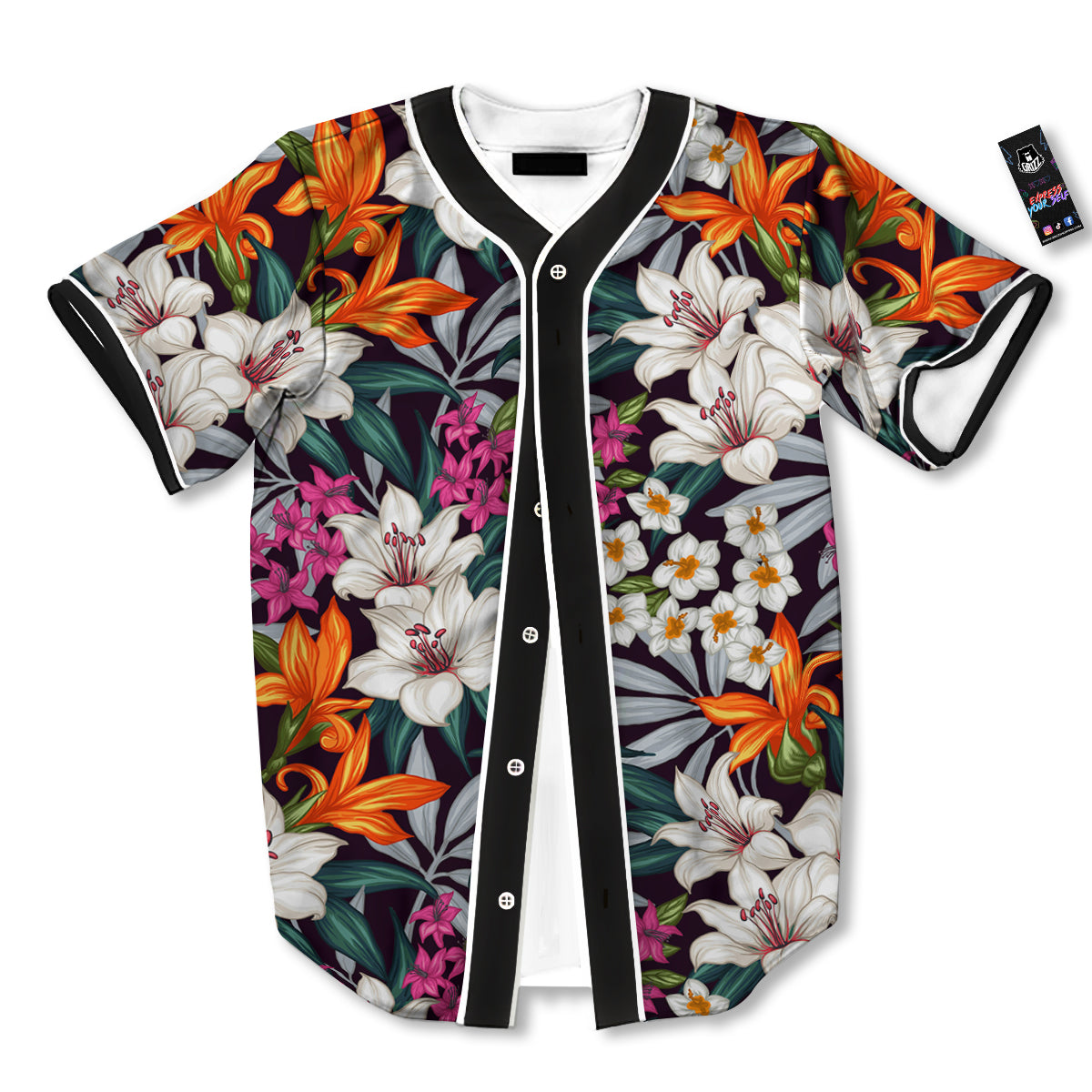 Aloha Flower Tropical Print Pattern Baseball Jersey-grizzshop