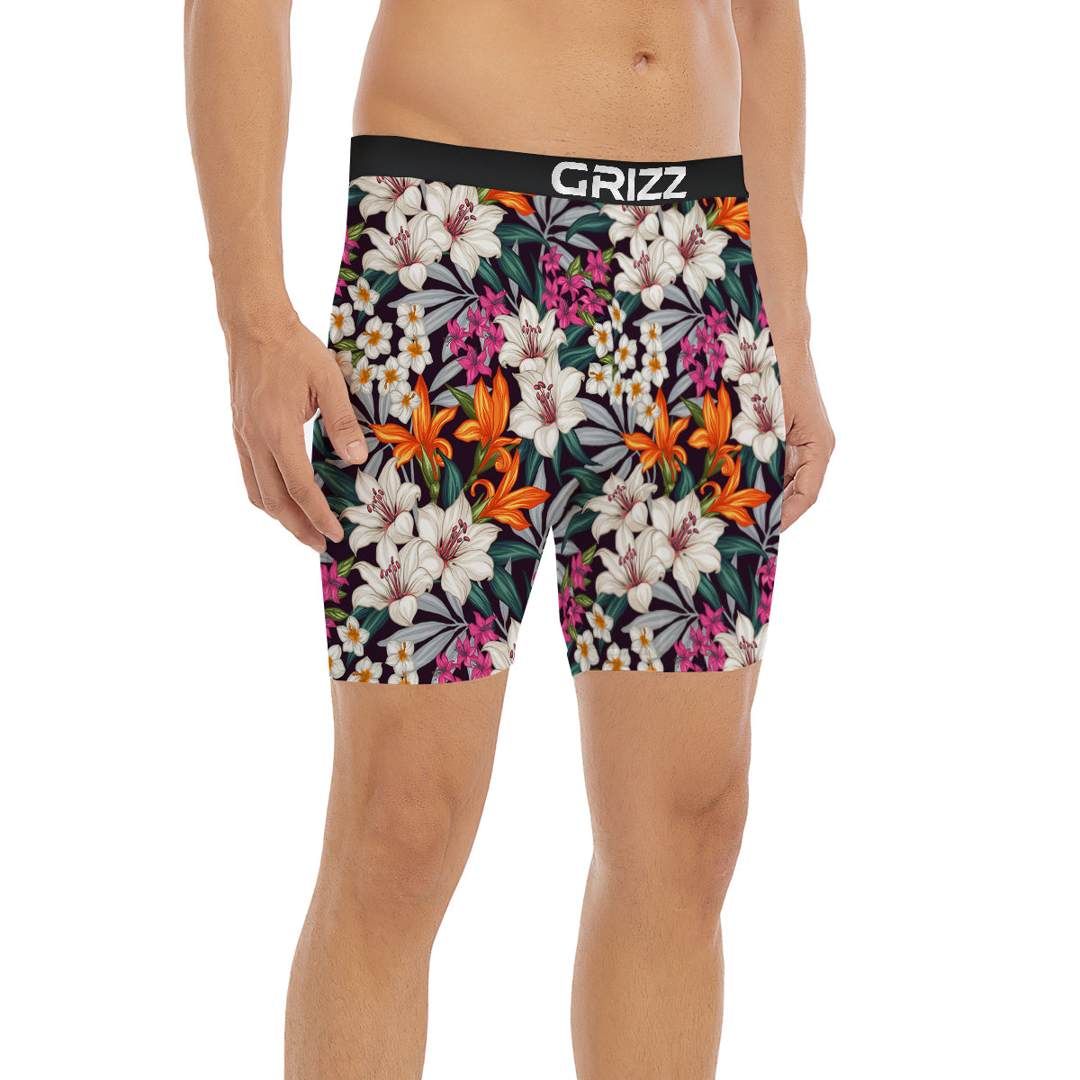 Aloha Flower Tropical Print Pattern Boxer Briefs-grizzshop