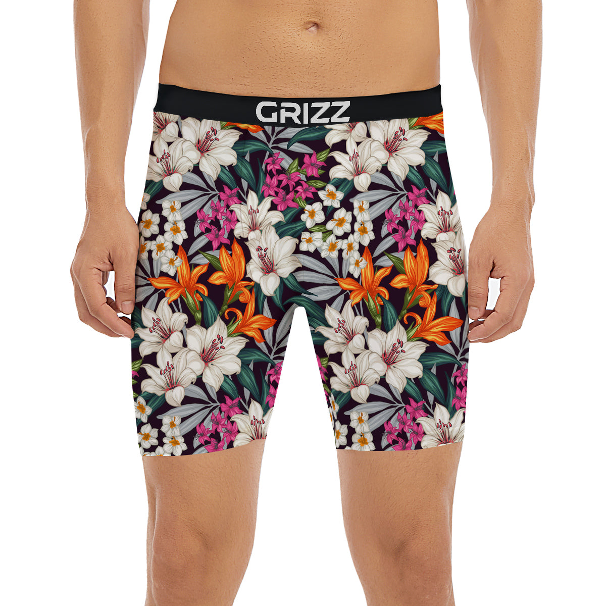 Aloha Flower Tropical Print Pattern Boxer Briefs-grizzshop