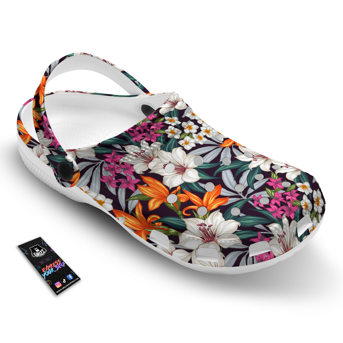 Aloha Flower Tropical Print Pattern Clog-grizzshop