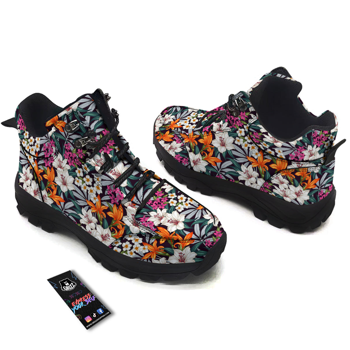 Aloha Flower Tropical Print Pattern Hiking Shoes-grizzshop