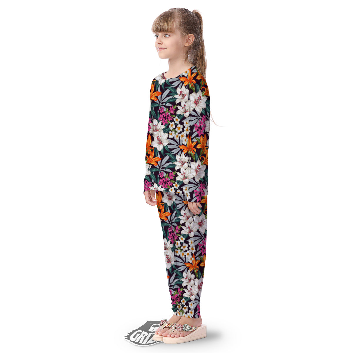 Aloha Flower Tropical Print Pattern Kid's Pajamas-grizzshop