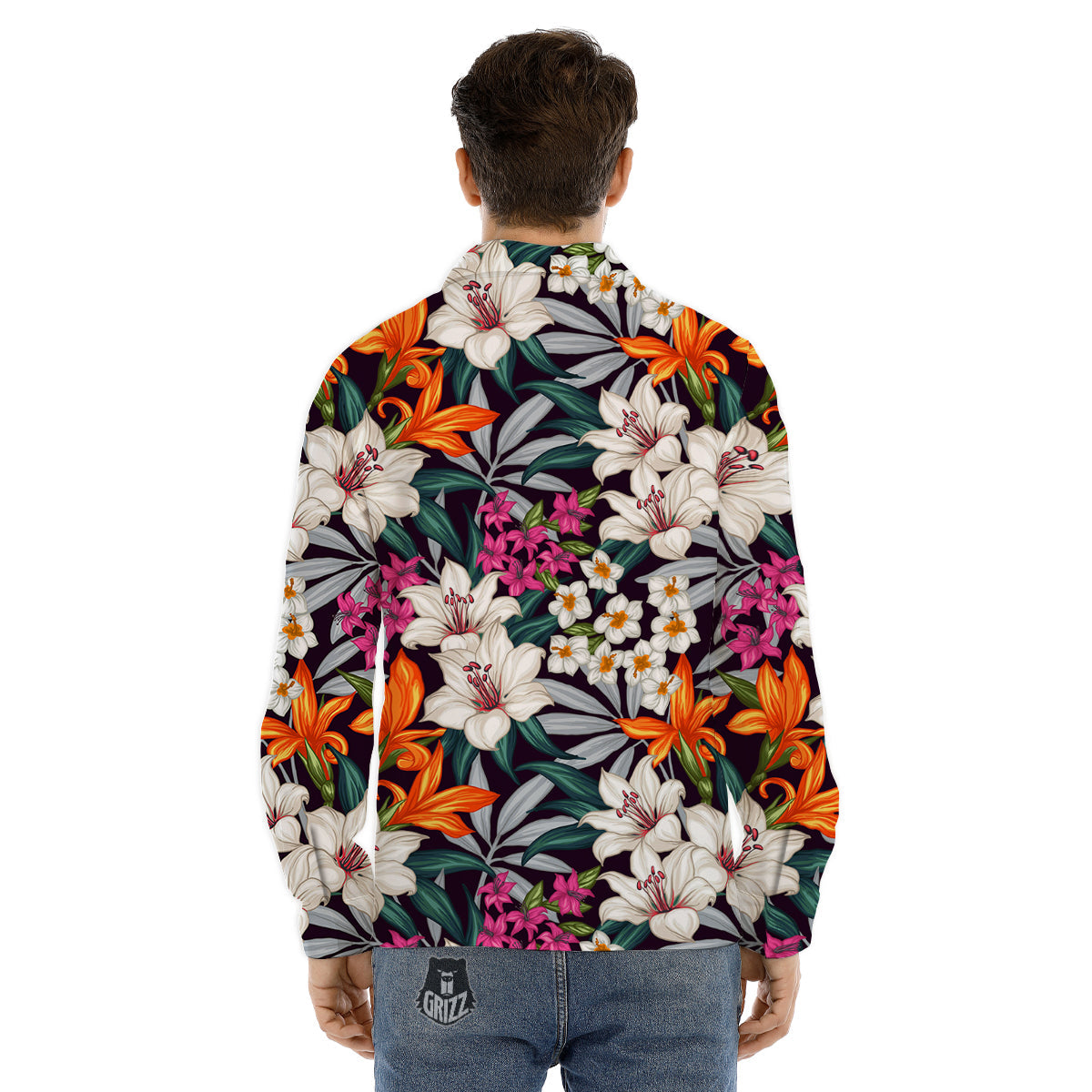 Aloha Flower Tropical Print Pattern Men's Dress Shirts-grizzshop
