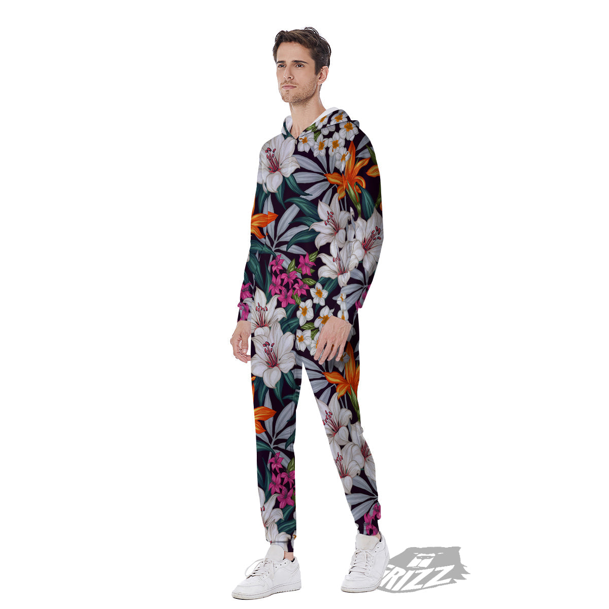 Aloha Flower Tropical Print Pattern Men's Jumpsuit-grizzshop