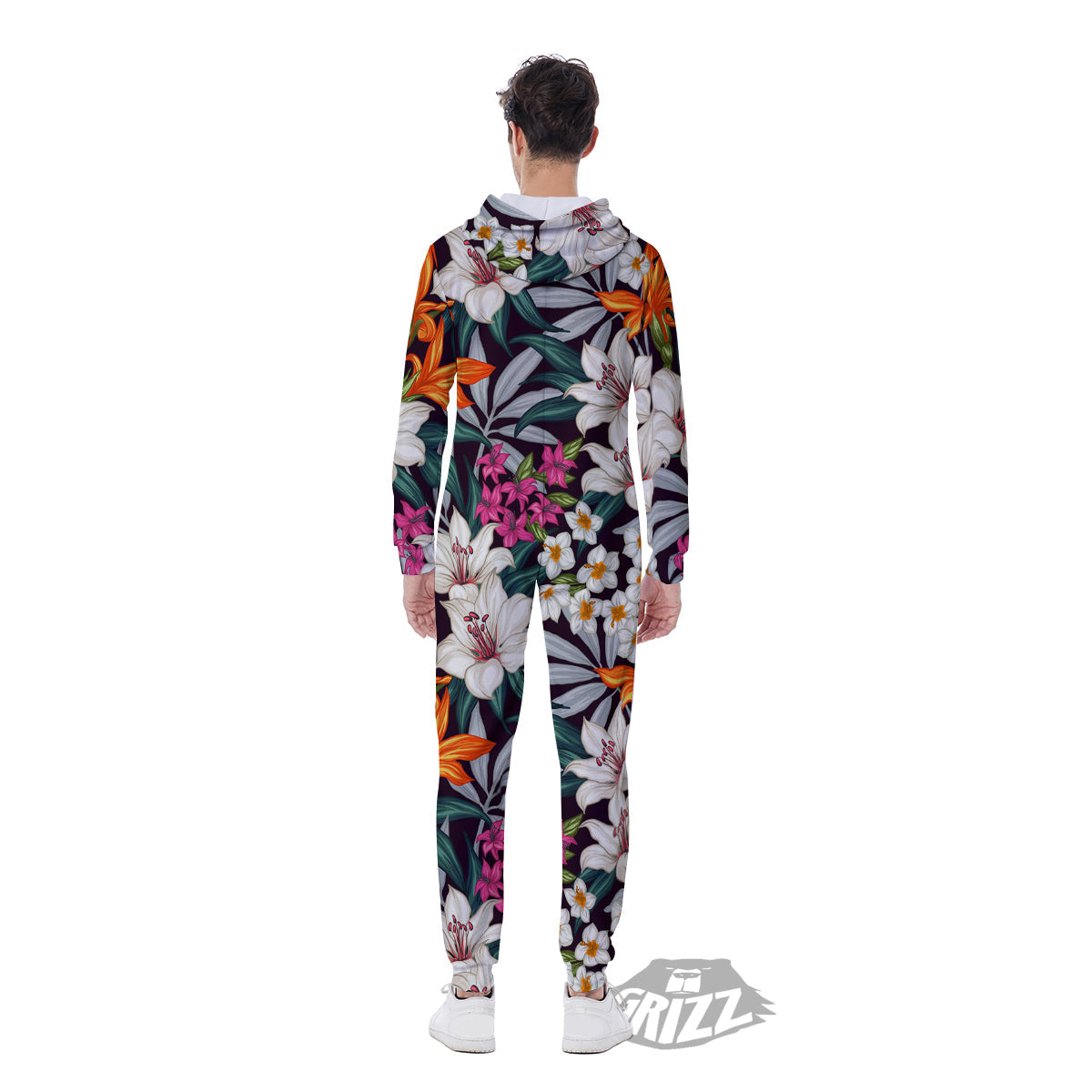 Aloha Flower Tropical Print Pattern Men's Jumpsuit-grizzshop