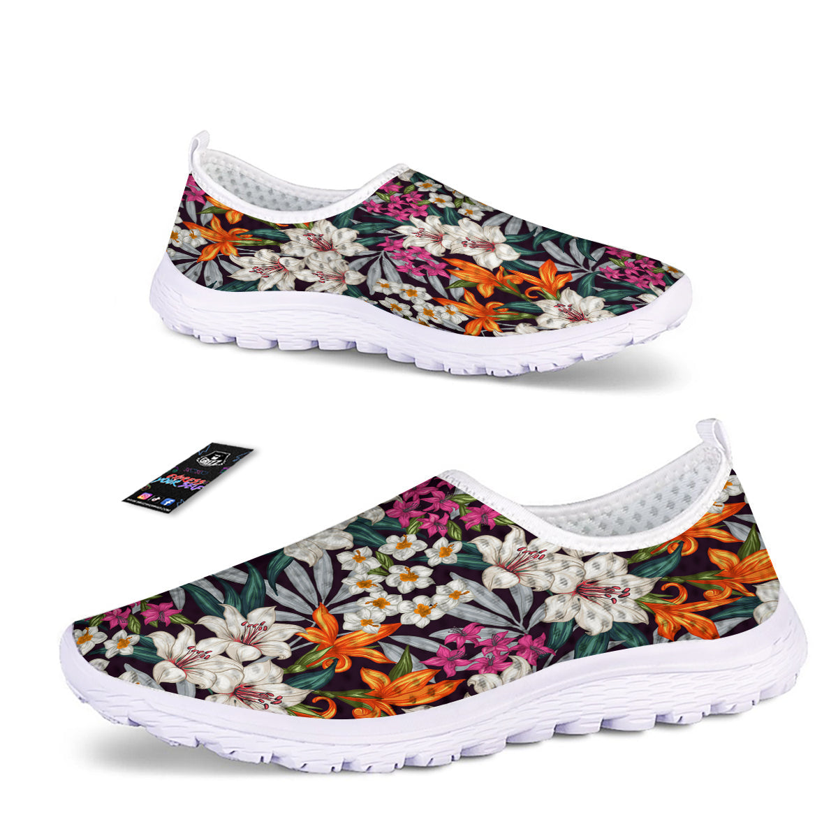Aloha Flower Tropical Print Pattern Nurse Shoes-grizzshop