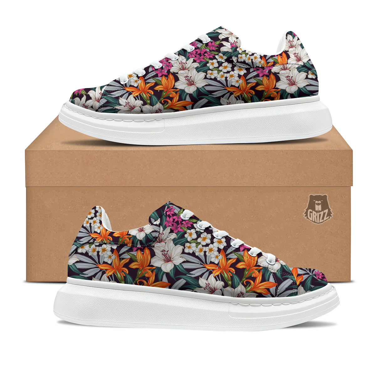 Aloha Flower Tropical Print Pattern Platform Shoes-grizzshop