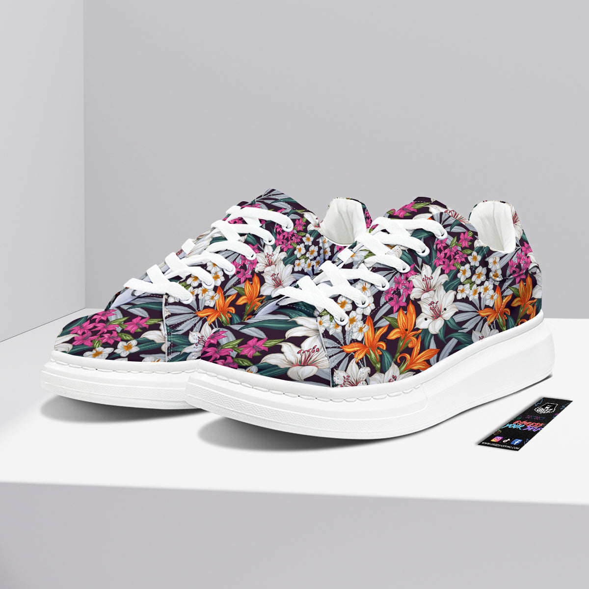 Aloha Flower Tropical Print Pattern Platform Shoes-grizzshop