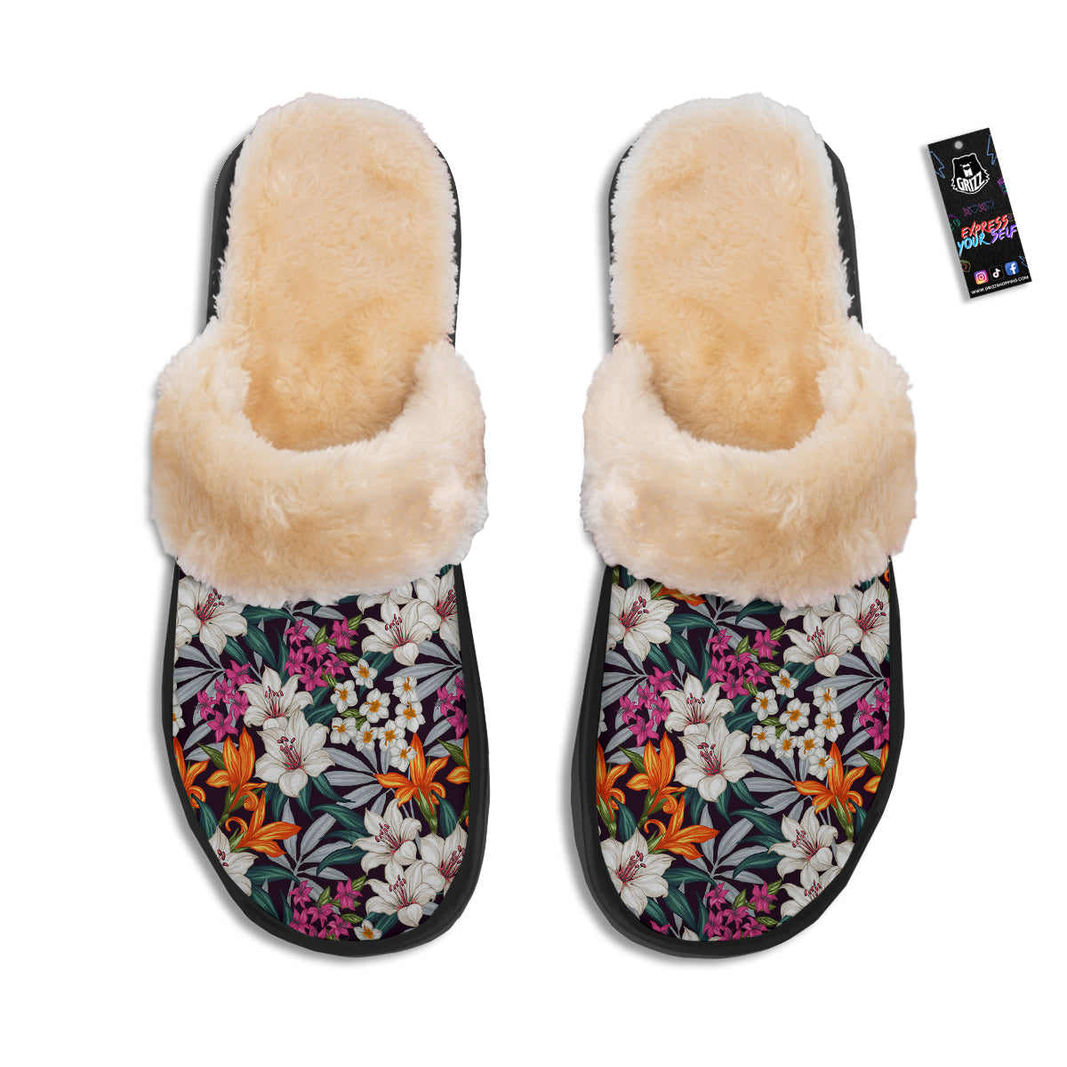 Aloha Flower Tropical Print Pattern Slippers-grizzshop