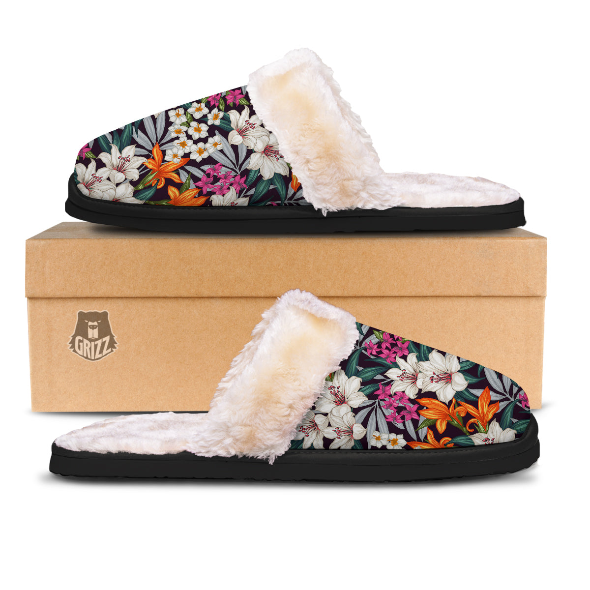 Aloha Flower Tropical Print Pattern Slippers-grizzshop