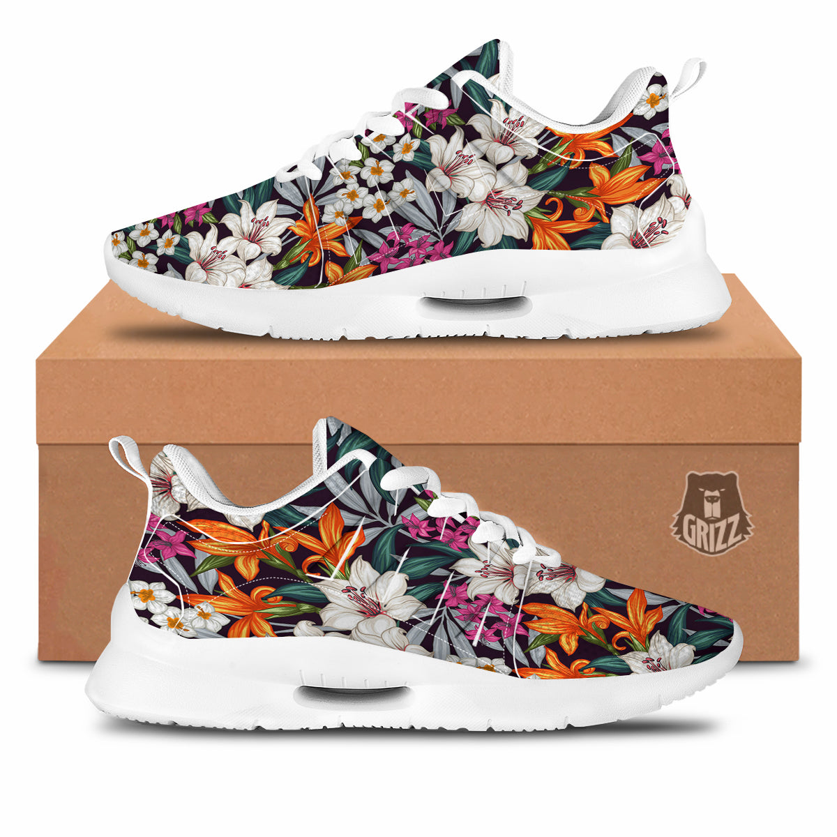 Aloha Flower Tropical Print Pattern Tennis Shoes-grizzshop