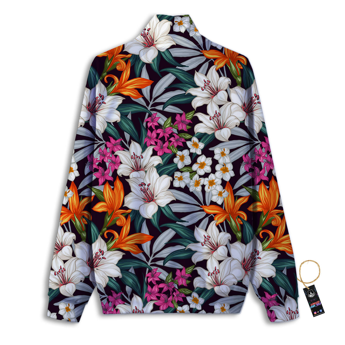 Aloha Flower Tropical Print Pattern Track Jacket-grizzshop