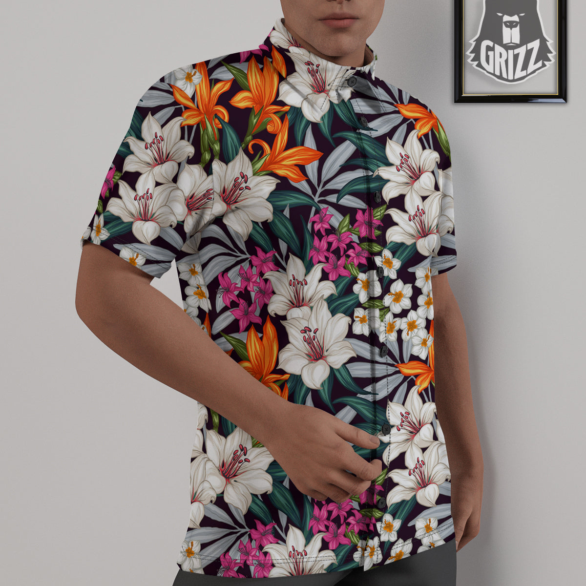 Aloha Flower Tropical Print Pattern Untucked Shirts-grizzshop