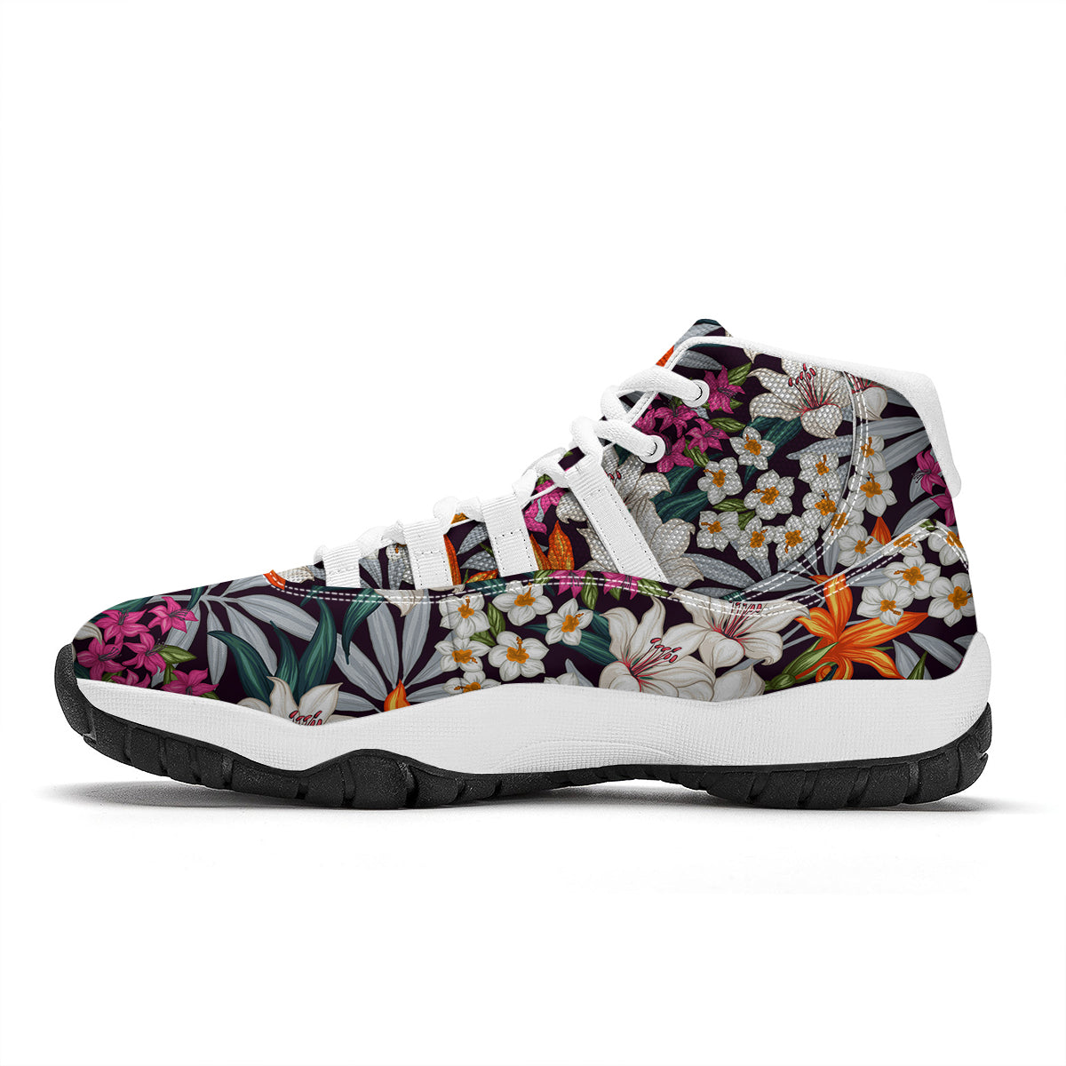 Aloha Flower Tropical Print Pattern White Bball Shoes-grizzshop