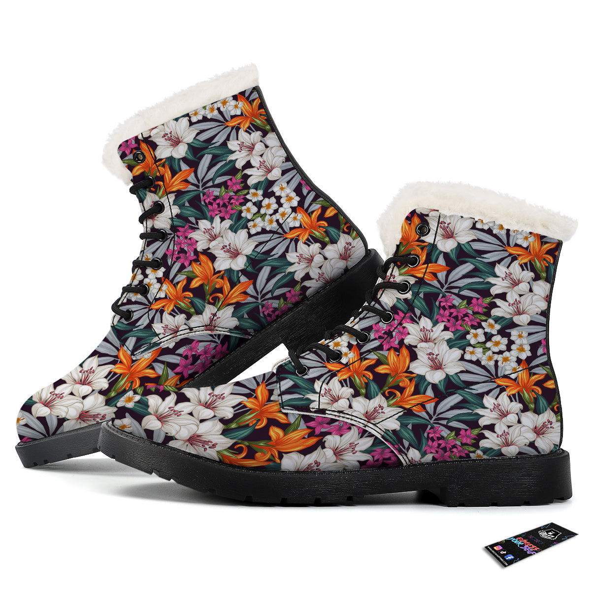 Aloha Flower Tropical Print Pattern Winter Boots-grizzshop