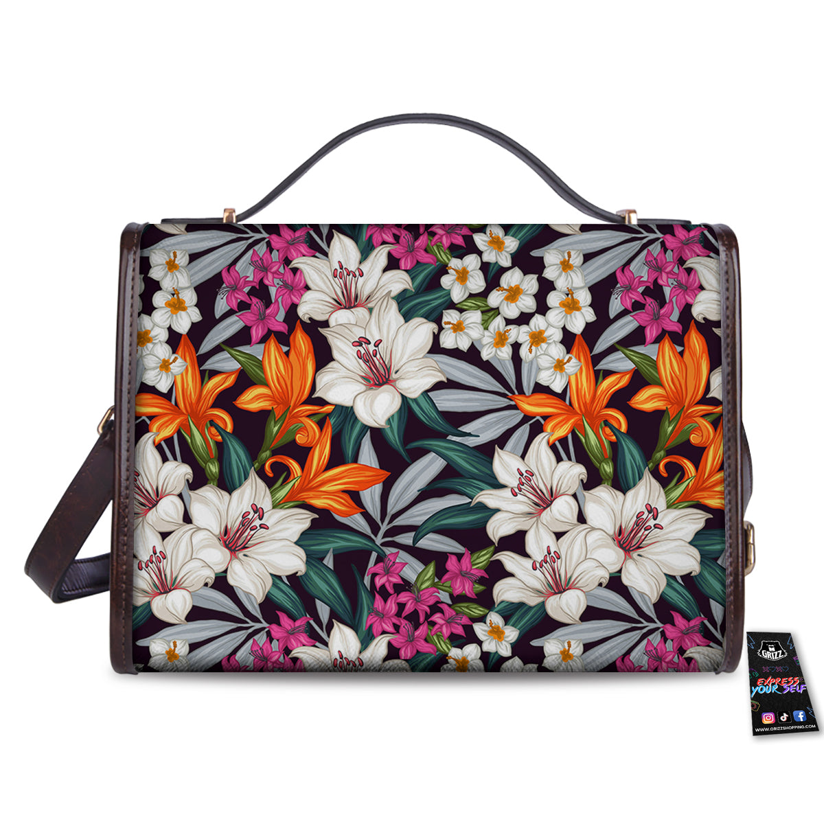 Aloha Flower Tropical Print Pattern Women's Satchel Bag-grizzshop