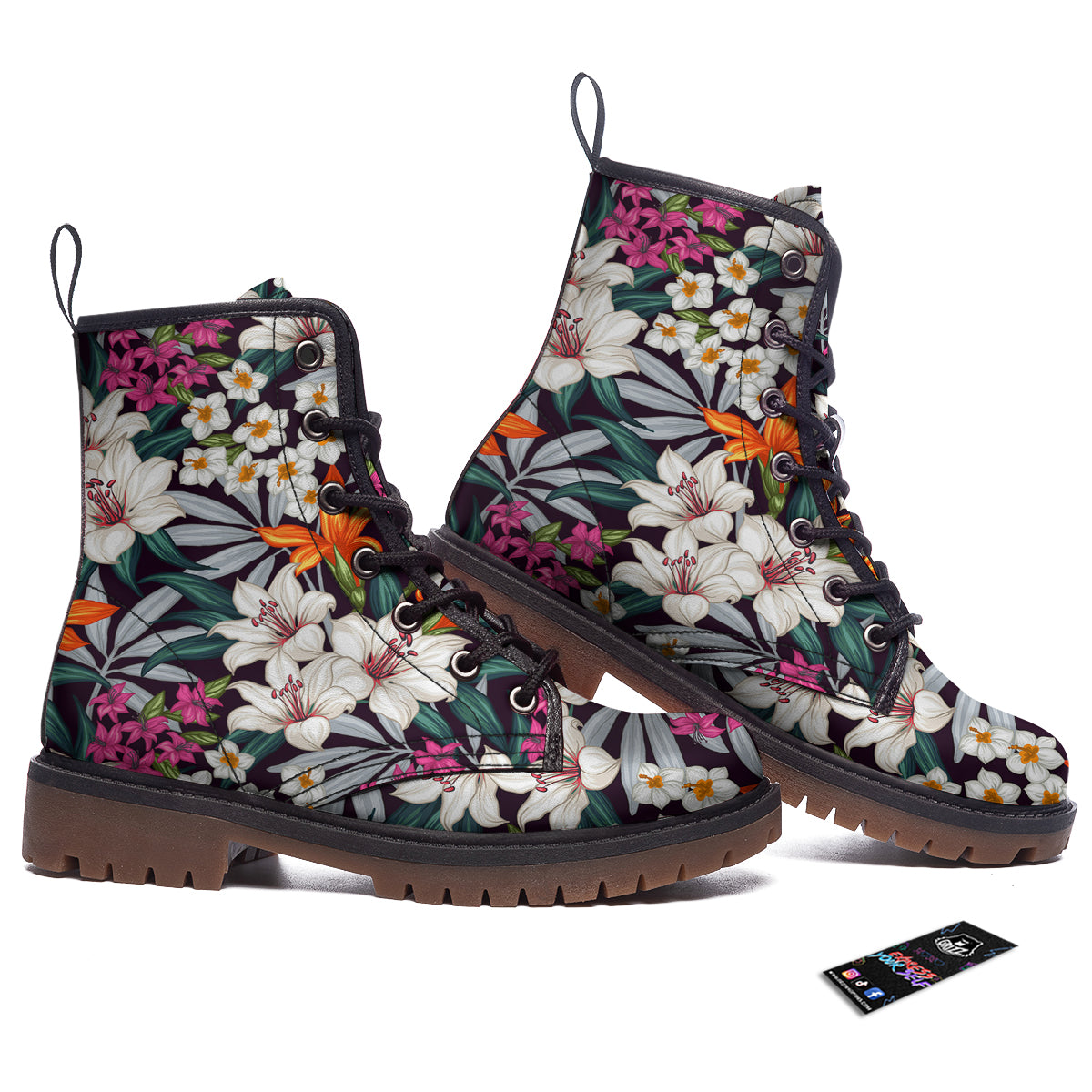 Aloha Flower Tropical Print Pattern Work Boots-grizzshop