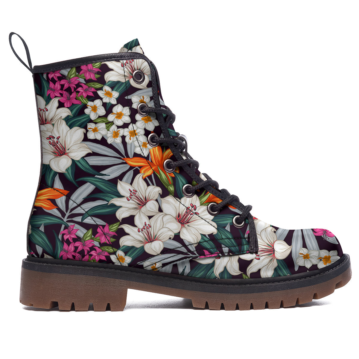 Aloha Flower Tropical Print Pattern Work Boots-grizzshop