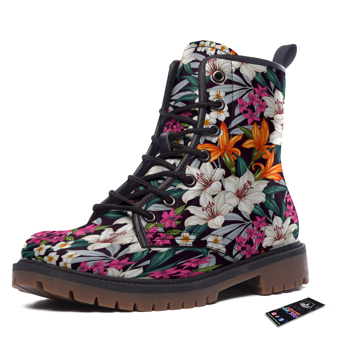 Aloha Flower Tropical Print Pattern Work Boots-grizzshop