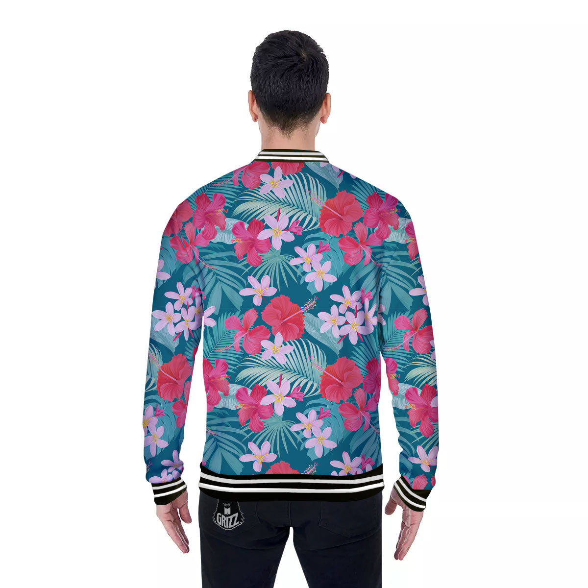 Aloha Hawaiian Flower Print Baseball Jacket-grizzshop