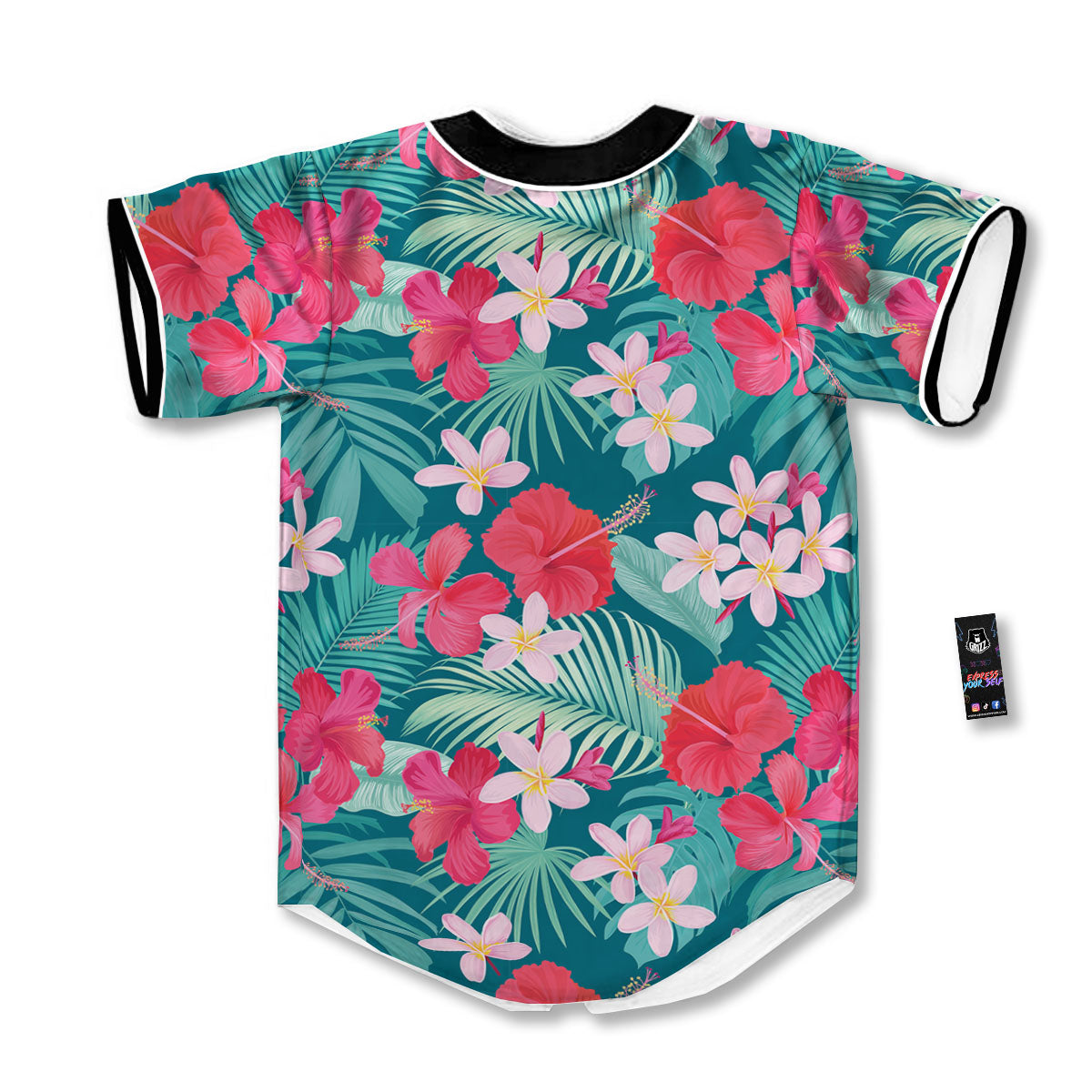 Aloha Hawaiian Flower Print Baseball Jersey-grizzshop