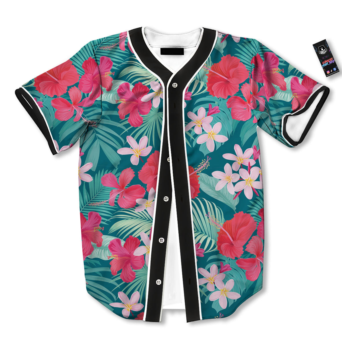 Aloha Hawaiian Flower Print Baseball Jersey-grizzshop