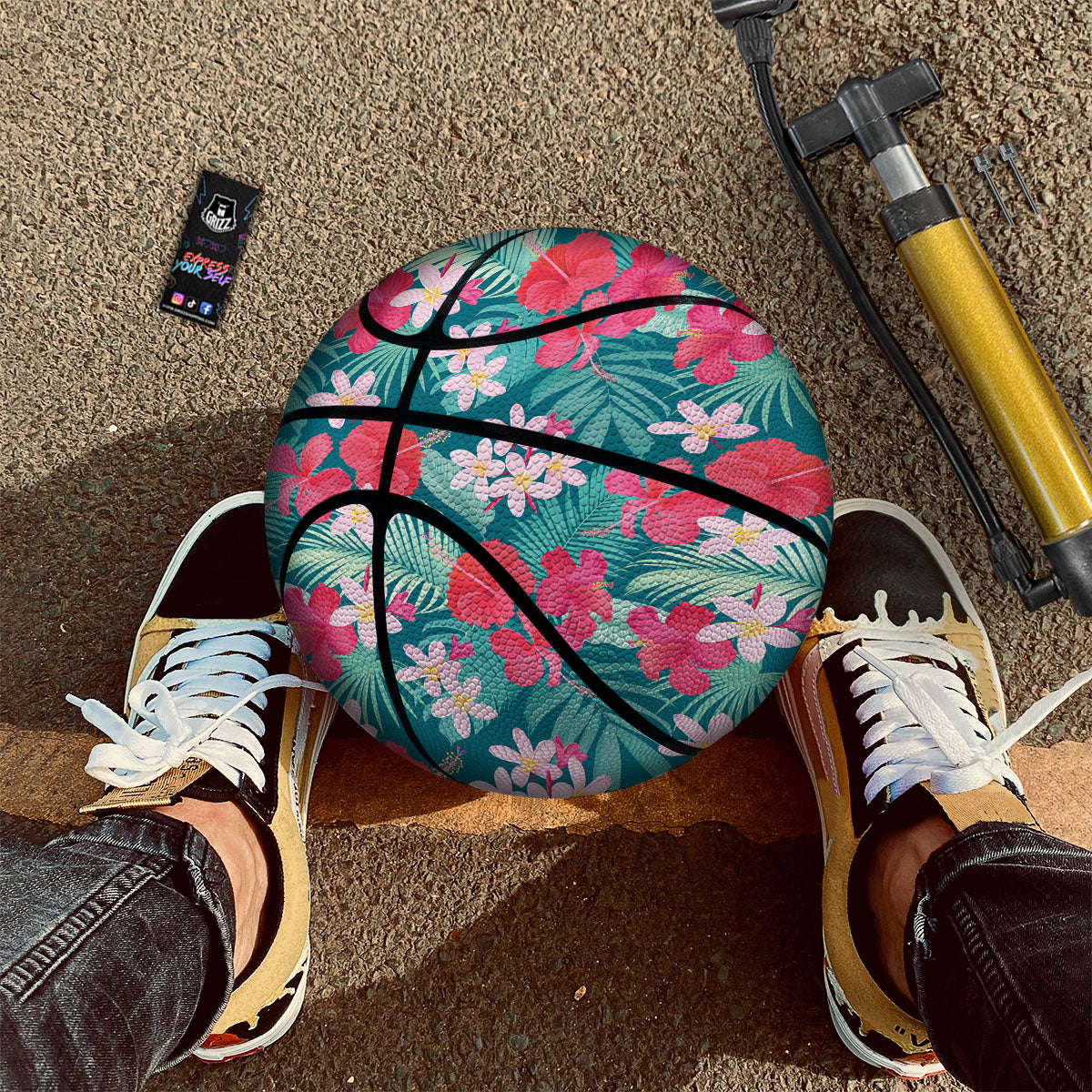 Aloha Hawaiian Flower Print Basketball-grizzshop