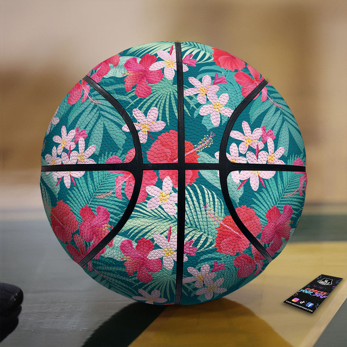Aloha Hawaiian Flower Print Basketball-grizzshop