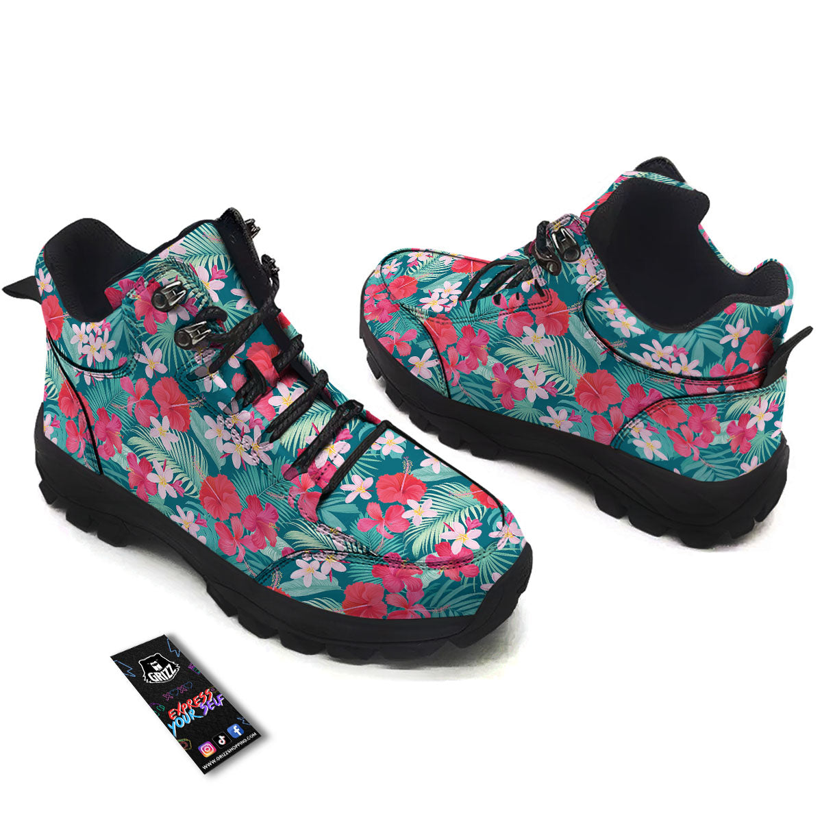Aloha Hawaiian Flower Print Hiking Shoes-grizzshop