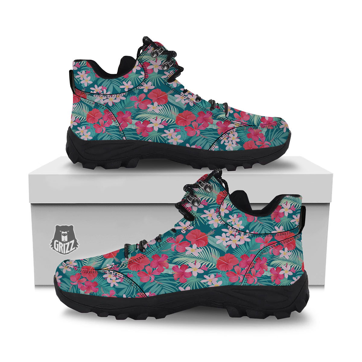 Aloha Hawaiian Flower Print Hiking Shoes-grizzshop